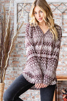 Brown Aztec Hoodie Top