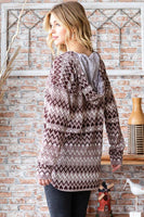 Brown Aztec Hoodie Top