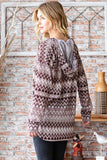 Brown Aztec Hoodie Top