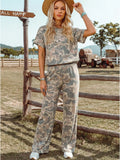 Short Sleeve Camoflauge Tee and Pants Set