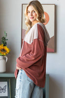 URBAN RIBBED CONTRAST HOODIE WITH BUTTON
