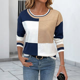Navy Color Block Long Sleeve Top