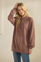 LONG SLEEVE BRUSHED URBAN RIB HOODIE TOP