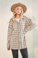 Puff Sleeve Plaid Button Down Shacket