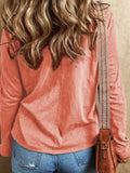 Salmon Floral Patchwork Long Sleeve Top