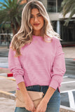 Horizontal Ribbed Exposed Seam Crew Neck