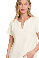 Melange Baby Waffle Vneck Short Sleeve Top