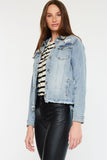 Frayed Hem Stretch Trucker Jacket