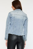 Frayed Hem Stretch Trucker Jacket