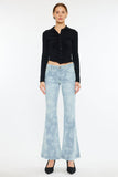Low Rise Floral Printed Flare Jeans