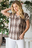 Plus Snake Print Top With Front Pocket