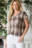 Plus Snake Print Top With Front Pocket