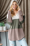 Long Sleeve Vneck Ribbed Hoodie Top