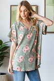 Ribbed Floral Olive Top