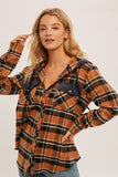 Corduroy Contrast Plaid 2-Fer Hooded Shirt Jacket