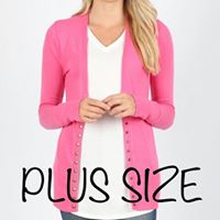 Plus Size Snap Button Cardigan