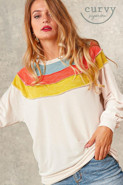 Plus Colorful Stripe Top