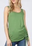 SLEEVELESS ROUND NECK SIDE RUCHED TANK TOP