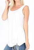 SLEEVELESS ROUND NECK SIDE RUCHED TANK TOP