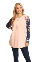 Flower Print Pullover Hoodie