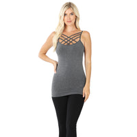 SEAMLESS TRIPLE CRISS-CROSS FRONT CAMI MULTIPLE COLORS AVAILABLE