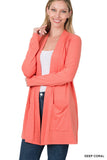 Slouchy Pocket Open Front Lightweight Cardigan