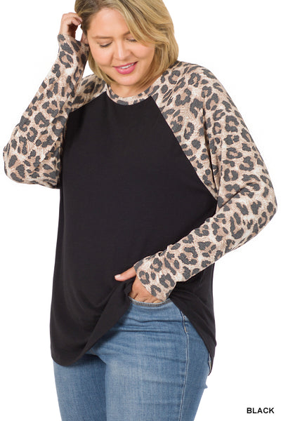 Plus Leopard Long Sleeve Top