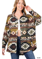 Brushed Waffle Aztec Shacket