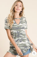 Light Green Keyhole Camo Tshirt