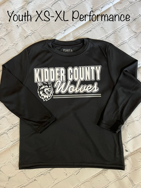 Wolves  Youth Long Sleeve Performance Tee